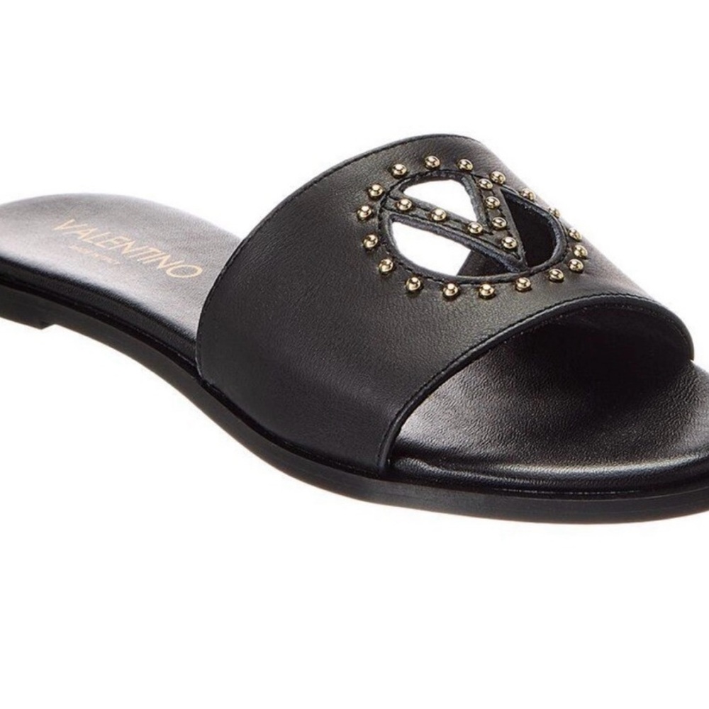 Valentino Black Studded Slide Sandals